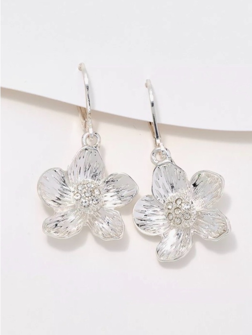 Joan Rivers Sterling Silver Floral Drop Earrings - Silver Flower Dangle
